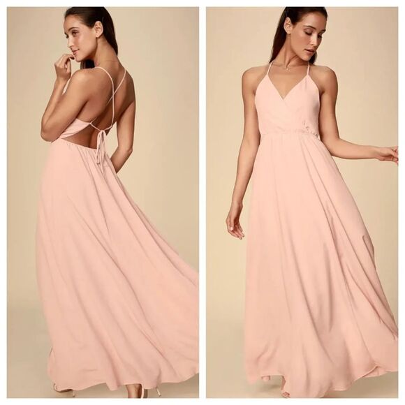 LULUS Everything's All Bright Blush Pink Backless Maxi Dress Size Medium - Picture 3 of 12